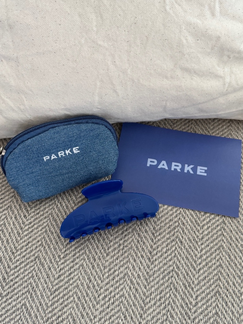 Parke Claw Clip Navy Denim Blue Hair Accessories with bag